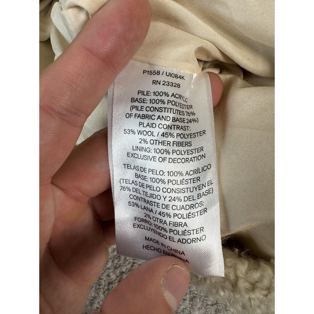 Pendleton Jacket Womens Small White Sherpa Fleece Lined Full Zip Plaid - Picture 5 of 7